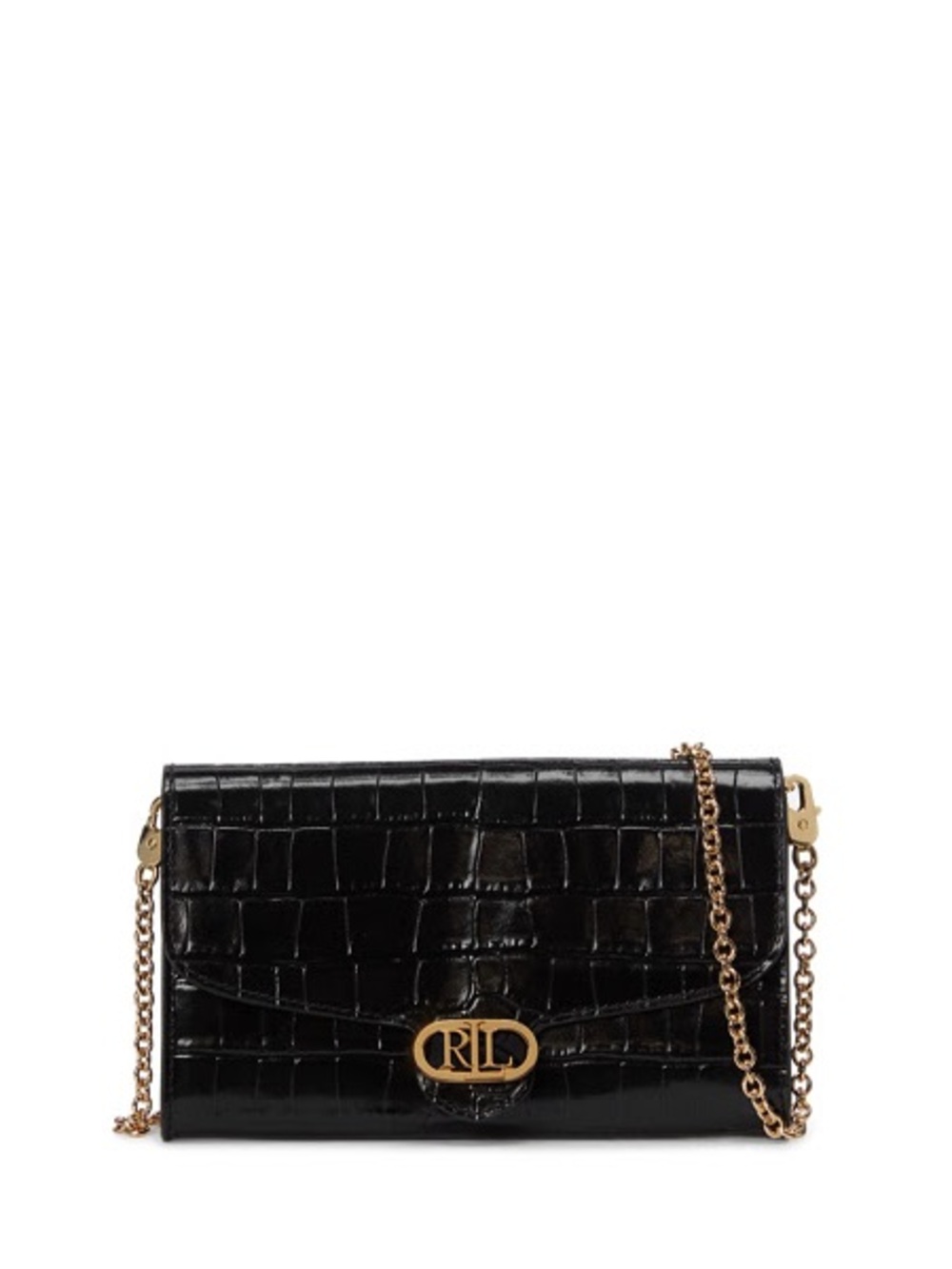 Ralph Lauren Embossed Leather Medium Adair Crossbody Chain Purse